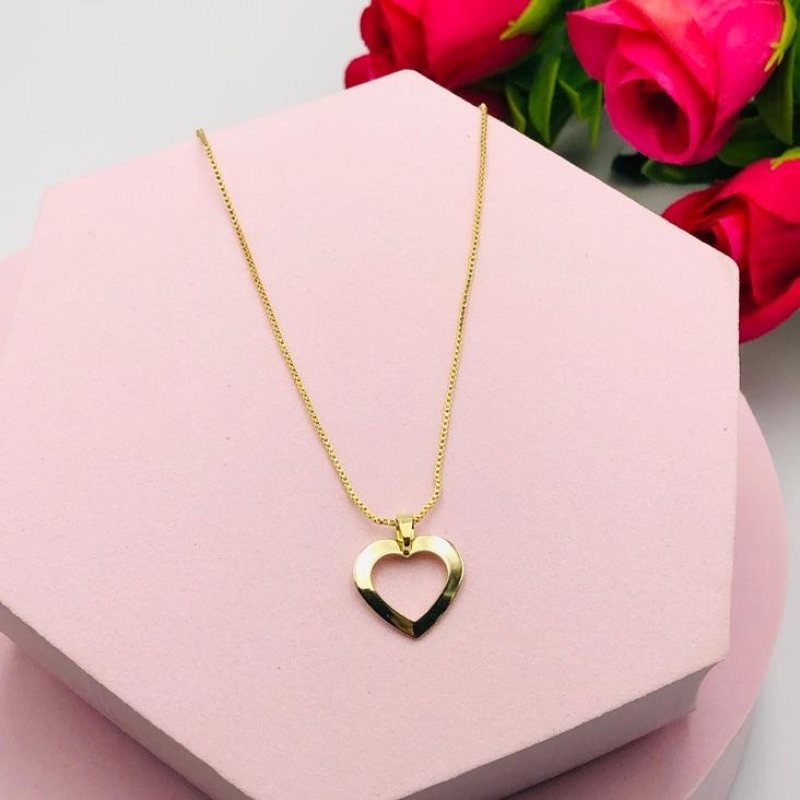 Colar Corrente Veneziana Pingente Coração