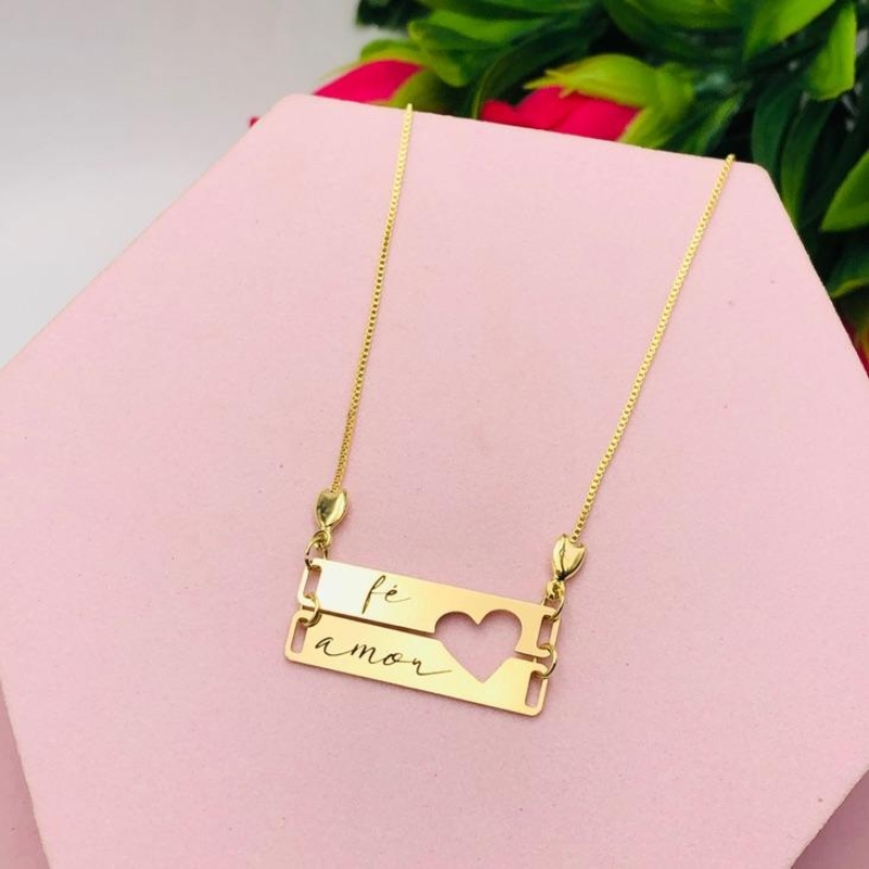 Colar de Barra Fé e Amor