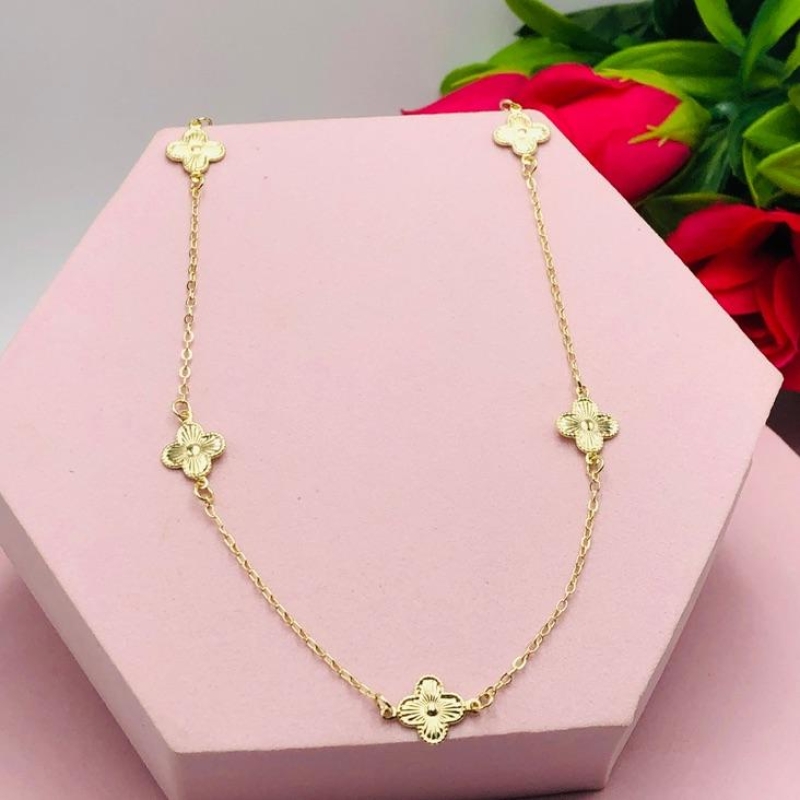 Colar Elo Cadeado 5 Trevos