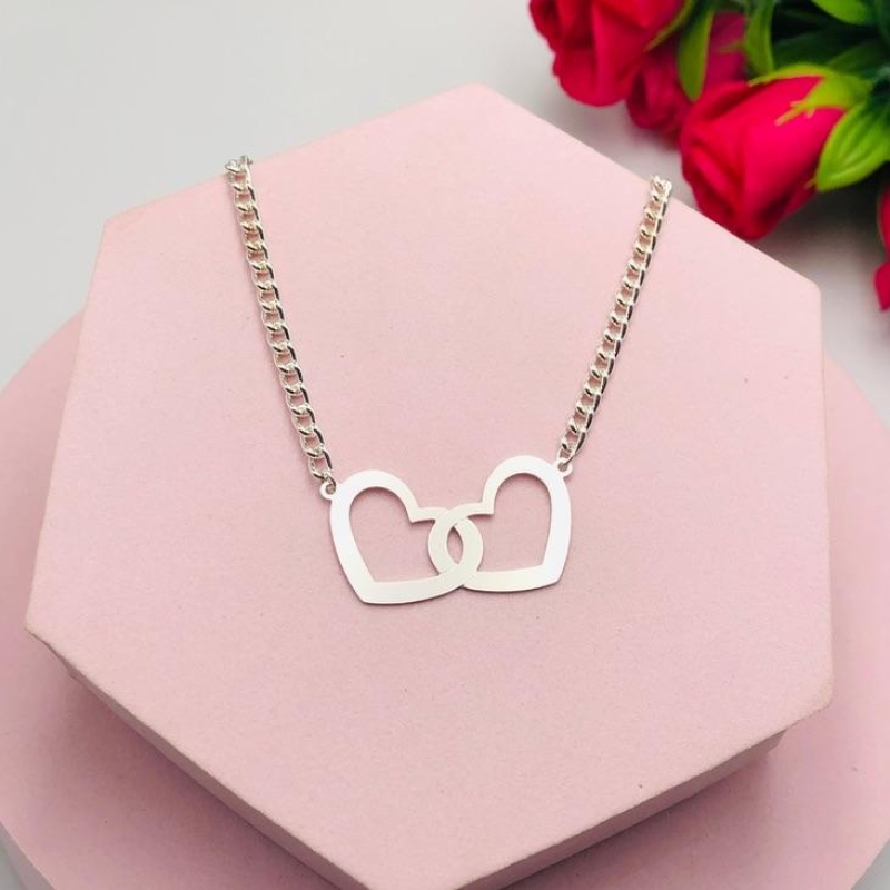 Colar Grumet dois Corações