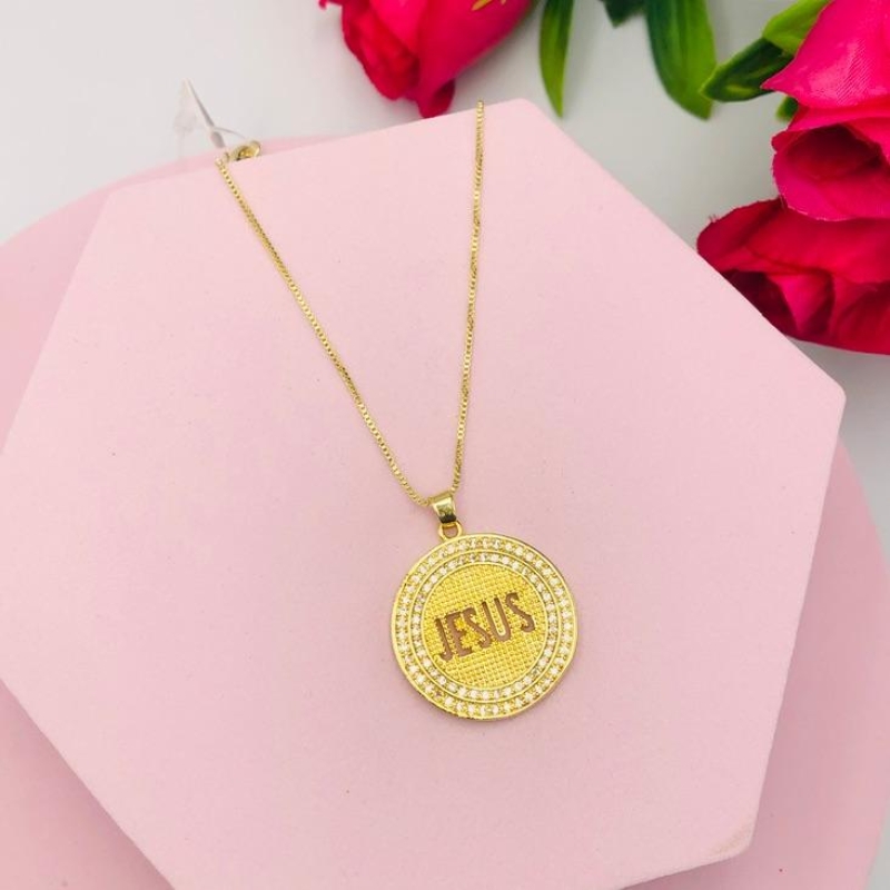 Colar Mandala Cravejada Escrito Jesus