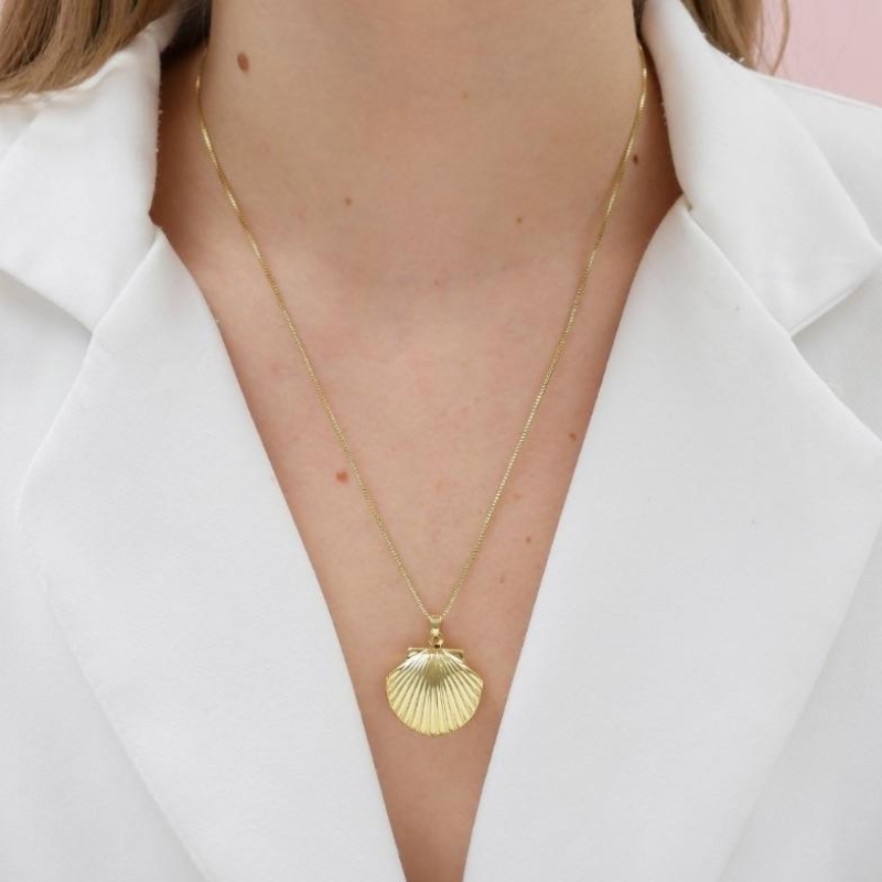 Colar Relicário Concha Duas Fotos