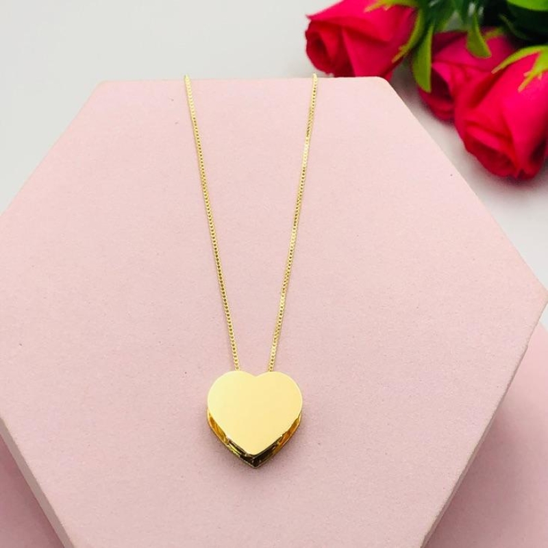 Colar Veneziana com Coração Liso