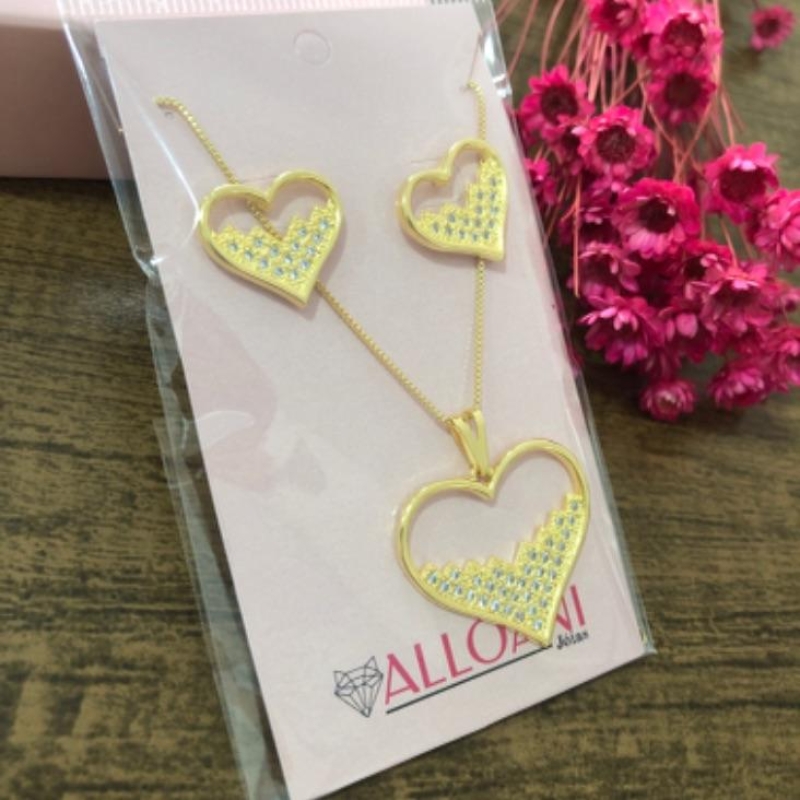 Conjunto Coração Cravejado