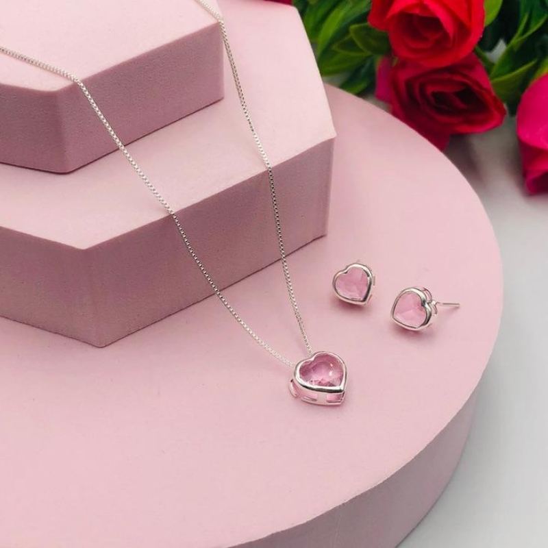 Conjunto Coração Rosa