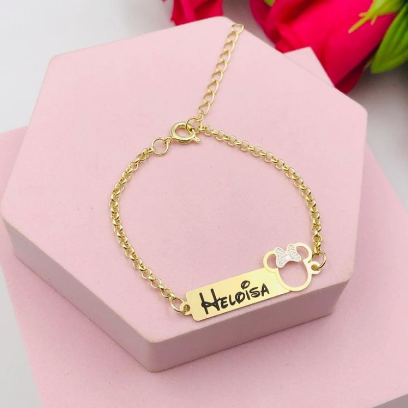 Pulseira Bebê Minnie com Nome Personalizado