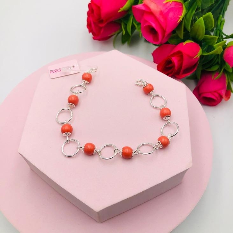Pulseira com Bolas Rosas