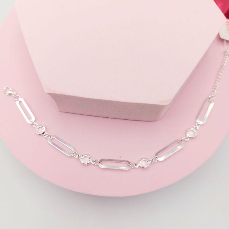 Pulseira com Elos Cartier Longos com Pontos de Luz