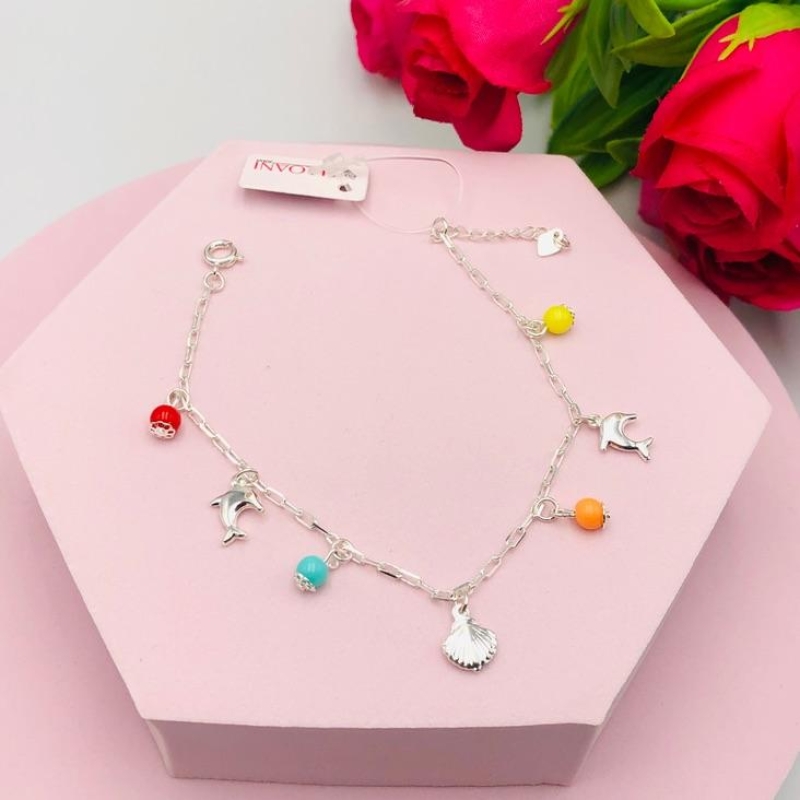 Pulseira com Pingentes Colorido e Golfinho