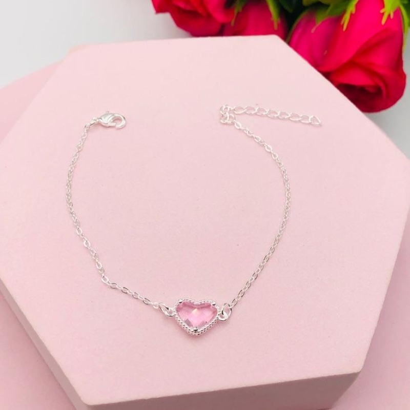Pulseira Coração Rosa