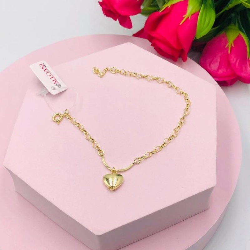 Pulseira Corações com Pingente Coração