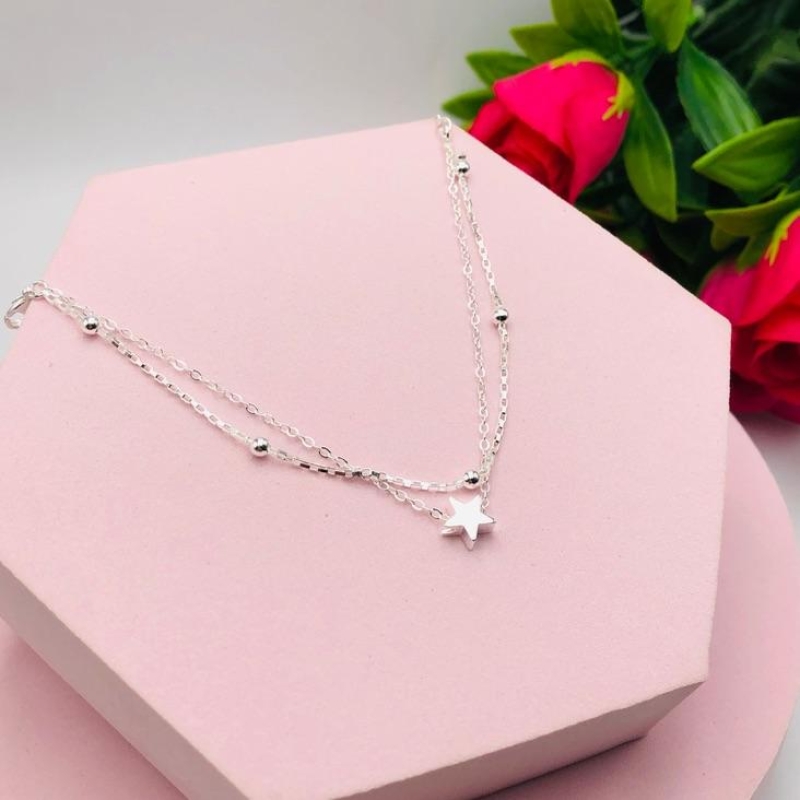 Pulseira Dupla Bolinha e Estrela