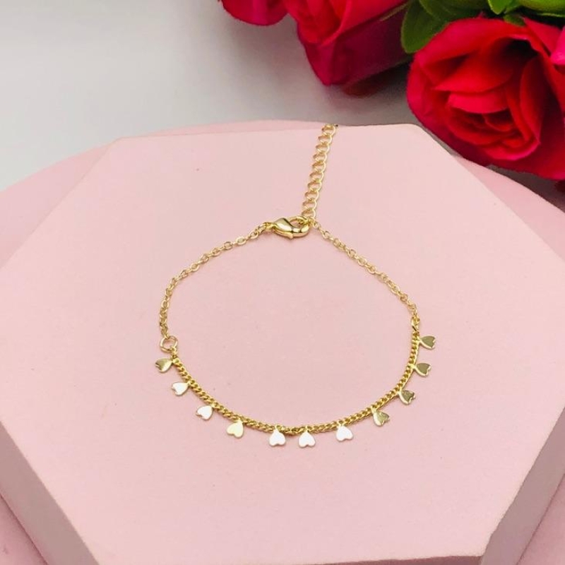 Pulseira Elo Grumet com Corações