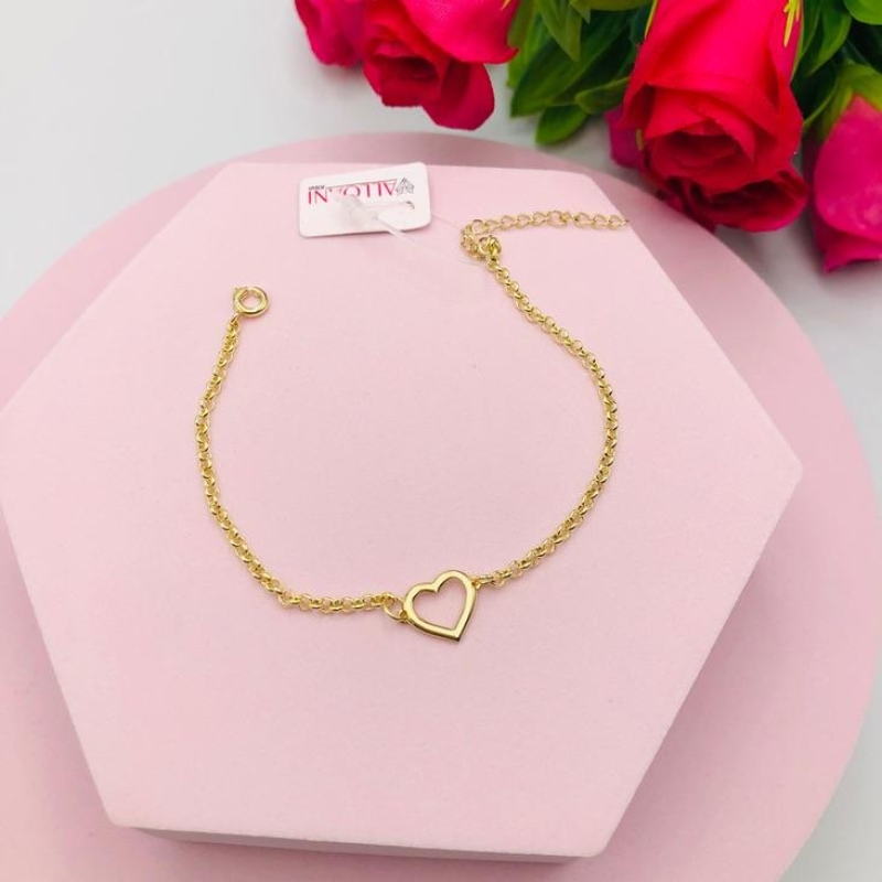 Pulseira Elo Português com Coração