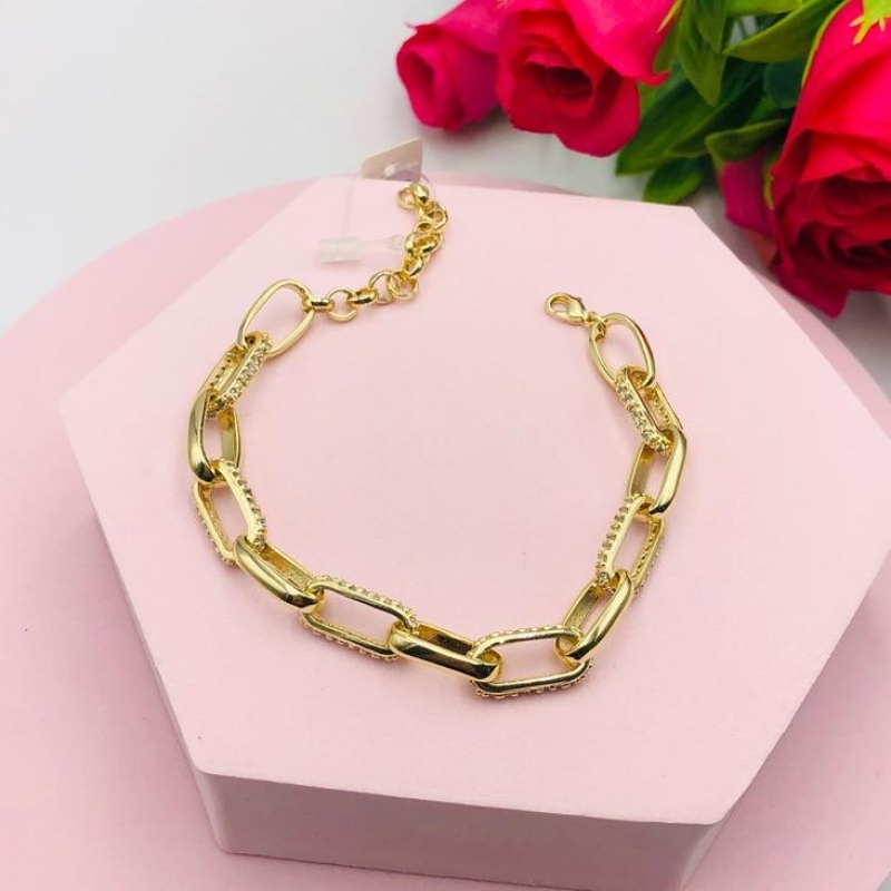 Pulseira Elos Grossos e Cravejados