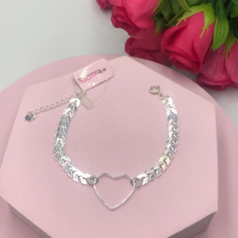 Pulseira Escama de Peixe com Coração