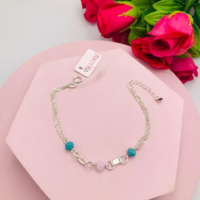 Pulseira Fios com Bolas Azul é uma Rosa