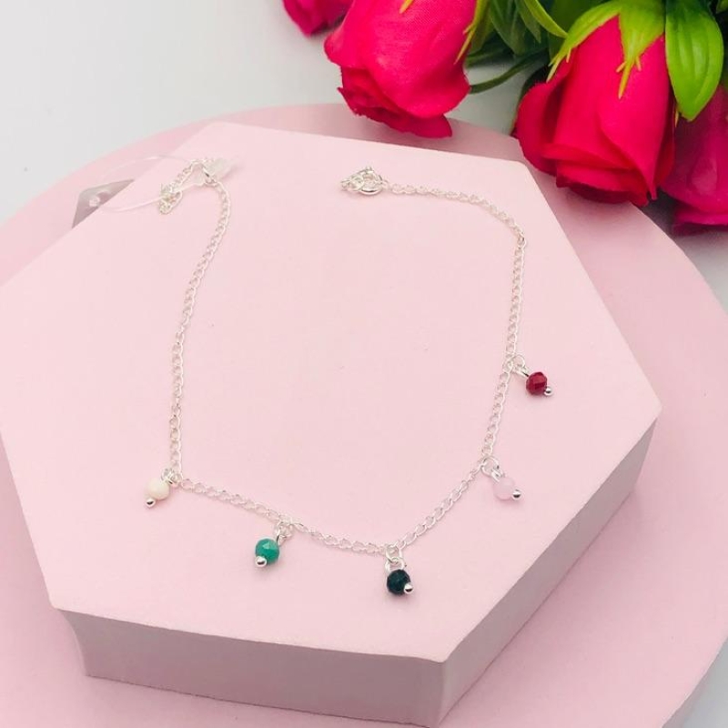 Tornozeleira com Pedrinhas Coloridas