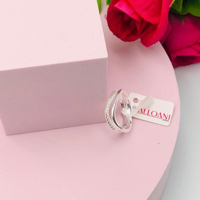 Anel Adulado com Duas Fitas Lisa e Cravejada N 17