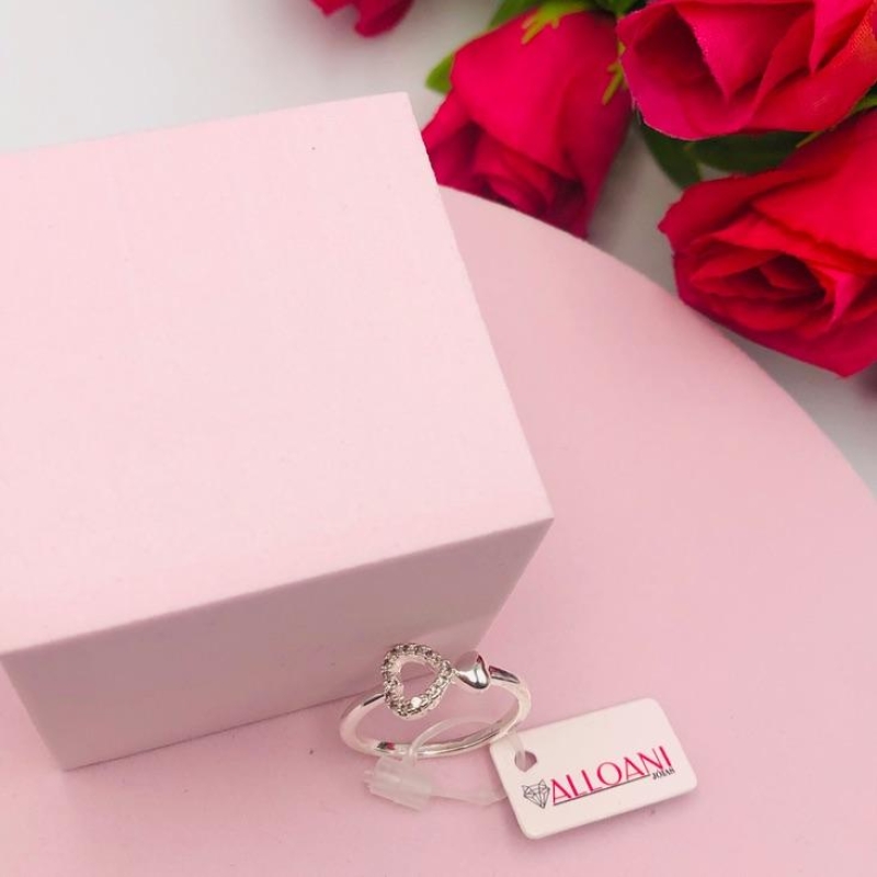 Anel Coração Cravejado