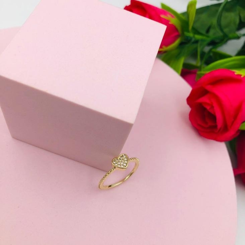 Anel Coração Cravejado N 16