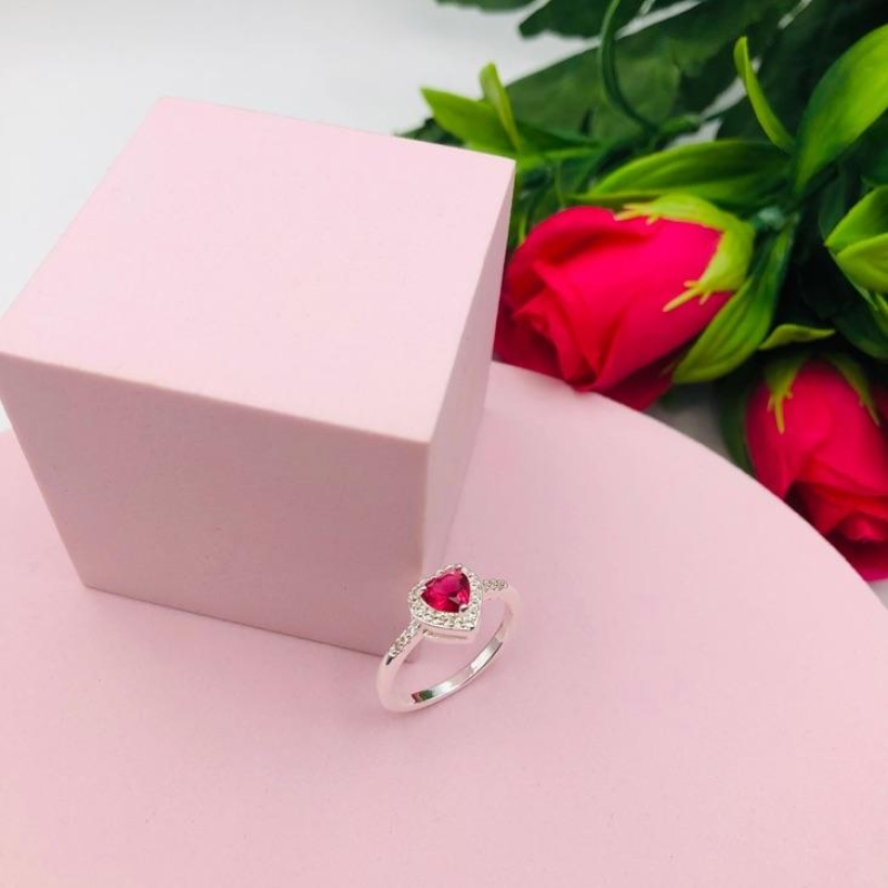 Anel Cravejado Coração Pink N21