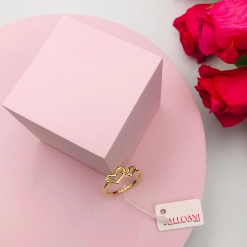 Anel Dois Corações Liso N°22