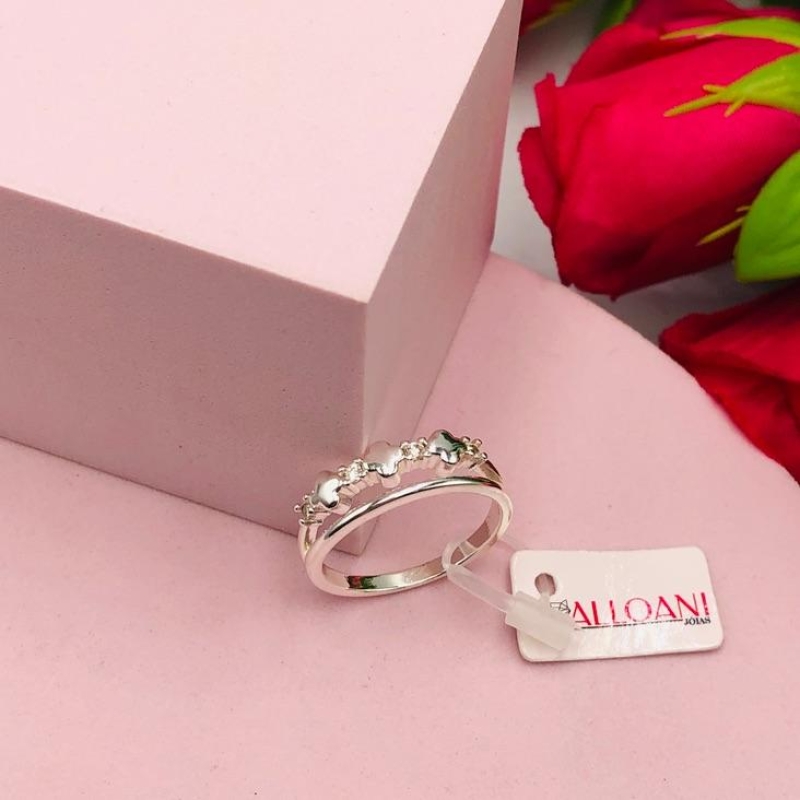 Anel Duas Fitas um com Trevos e Pontos de Luz N 25