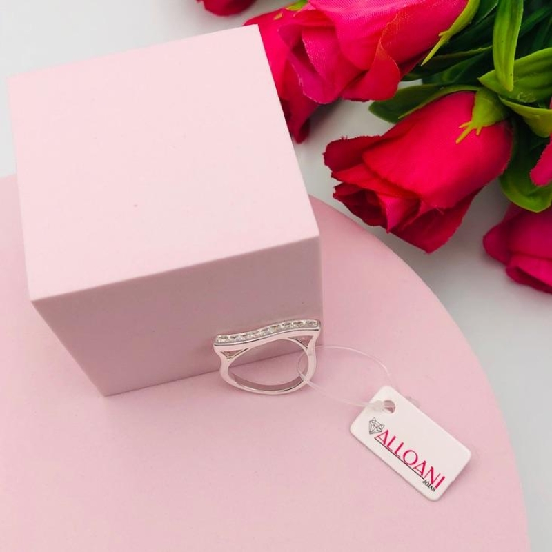 Anel em Curva com Pedras Cristais N°16