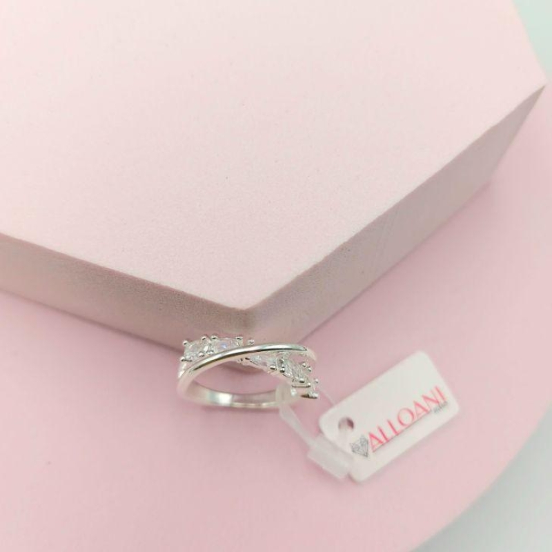 Anel Entrelaçado com Pedras Cristal N°18