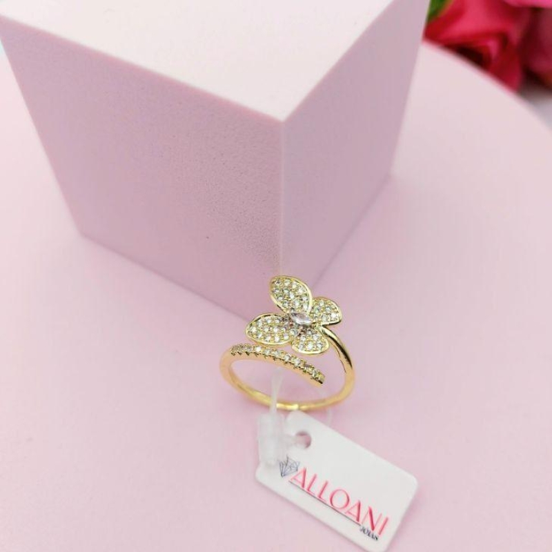 Anel Regulável de Borboleta Cravejada N°18