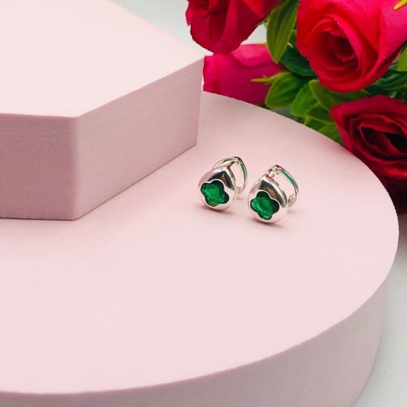 Brinco Argola com Zirconia Verde