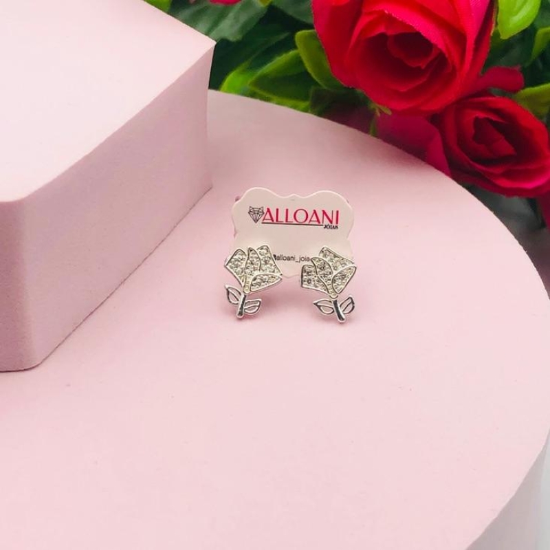 Brinco Flor Cravejado