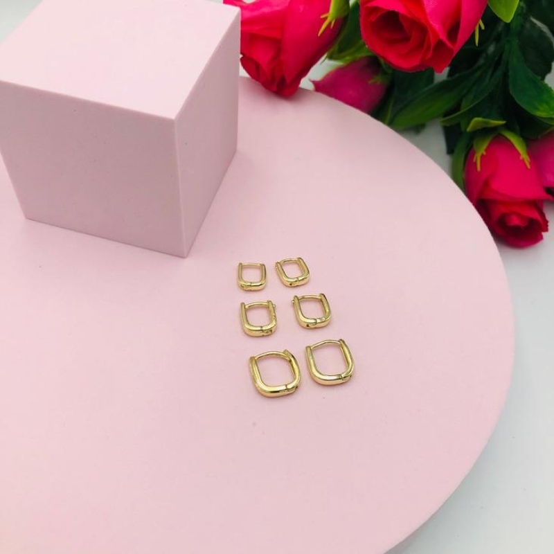 Brinco Trio Argola Retângulo