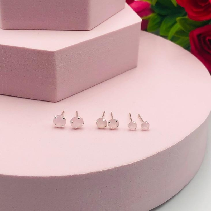 Brinco Trio Redondo Zirconia Rosa