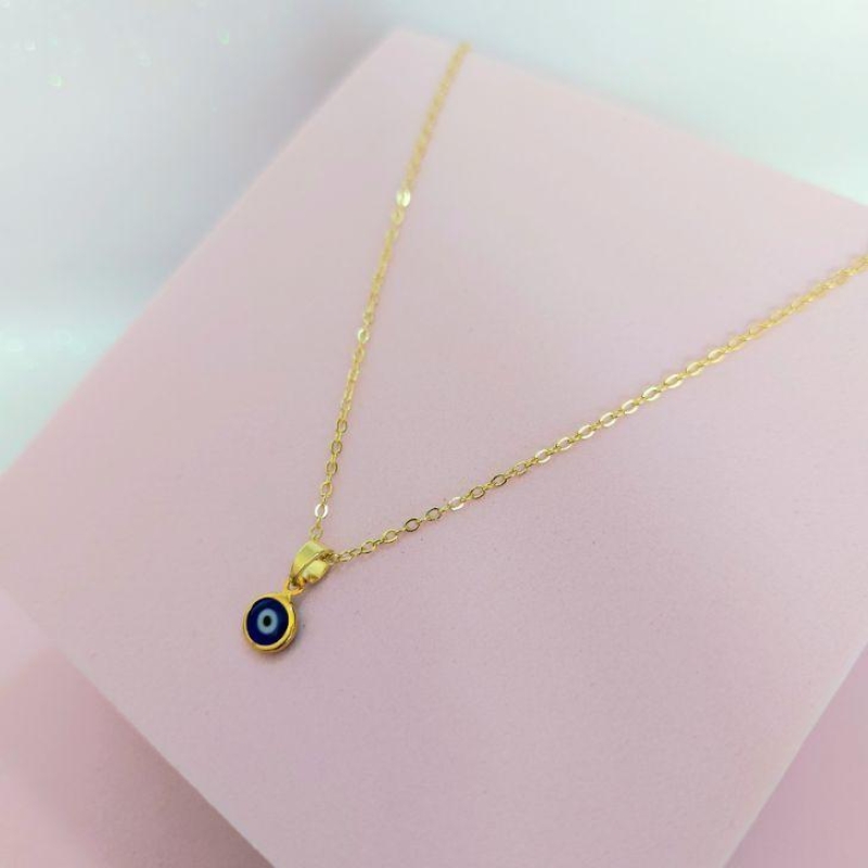 Colar Cadeadinho com Pingente de Olho Grego