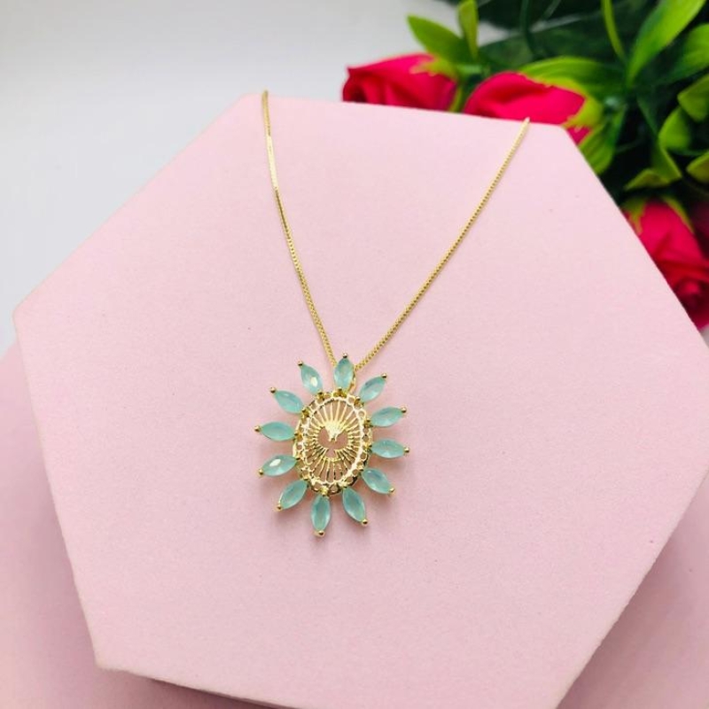 Colar Corrente Veneziana com Pingente Espírito Santo