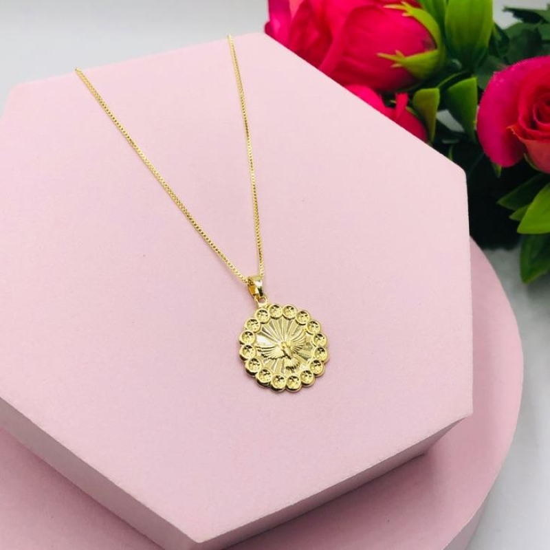 Colar Corrente Veneziana Pingente Espírito Santo