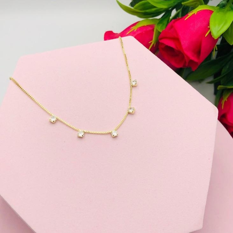 Colar Corrente Veneziana Pontos de Luz