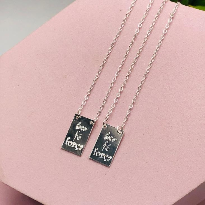 Colar Escapulário Foco, Força e fe