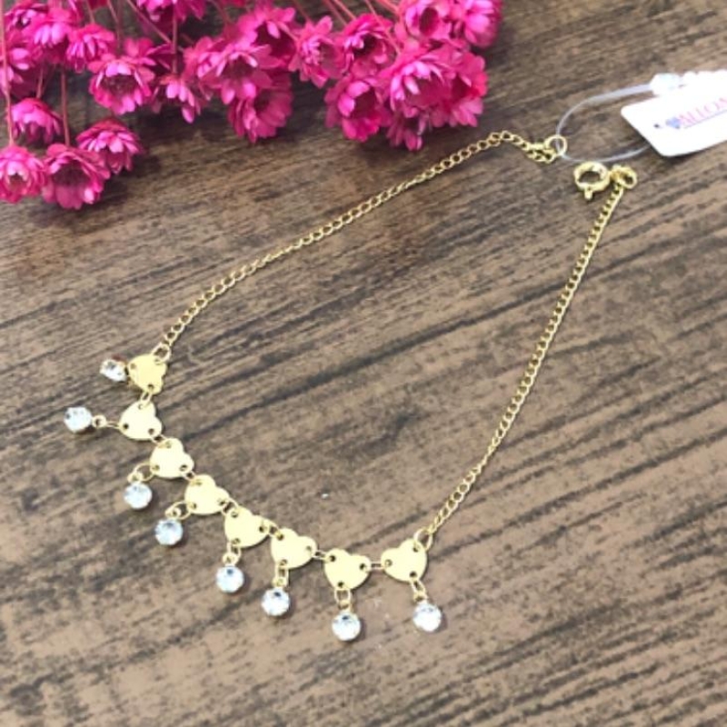 Tornozeleira Corações com Ponto de Luz