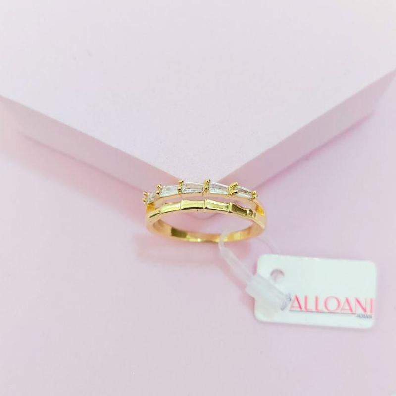 Anel Duas Linhas Uma Com Zirconia N°21