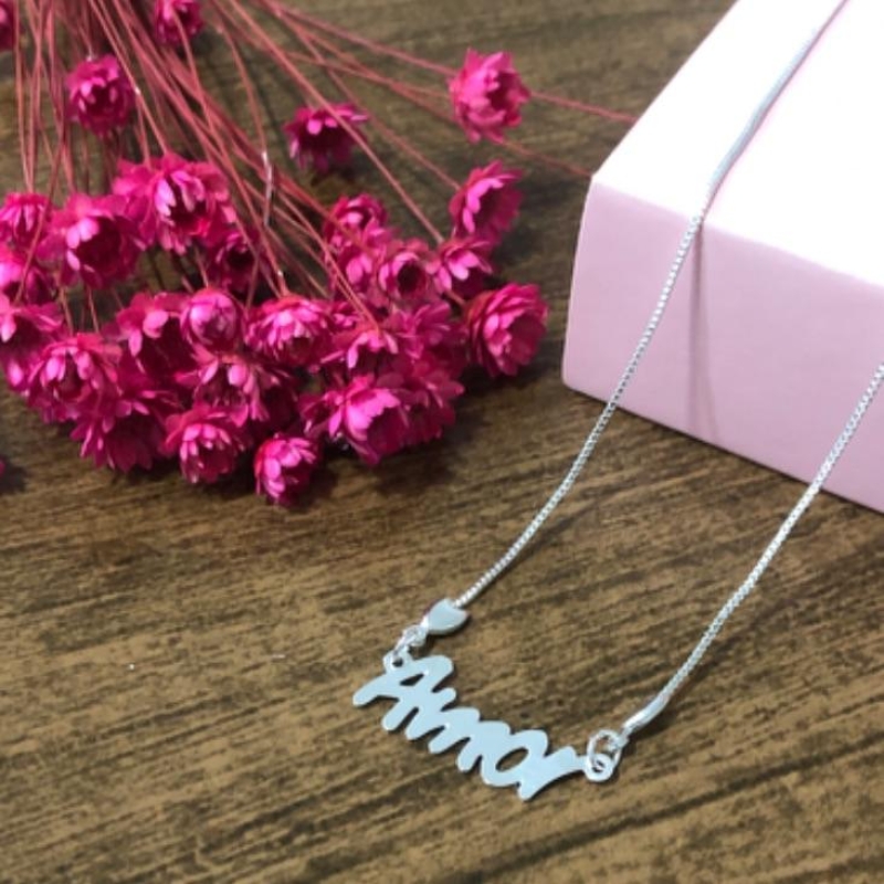 Colar Corrente Veneziana com Frase Amor