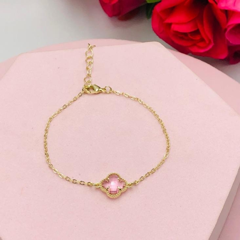 Pulseira Trevo Rosa