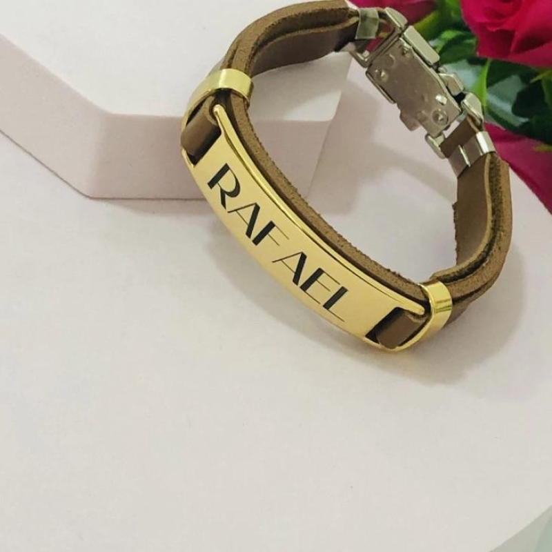Pulseira de Couro Masculina Marrom