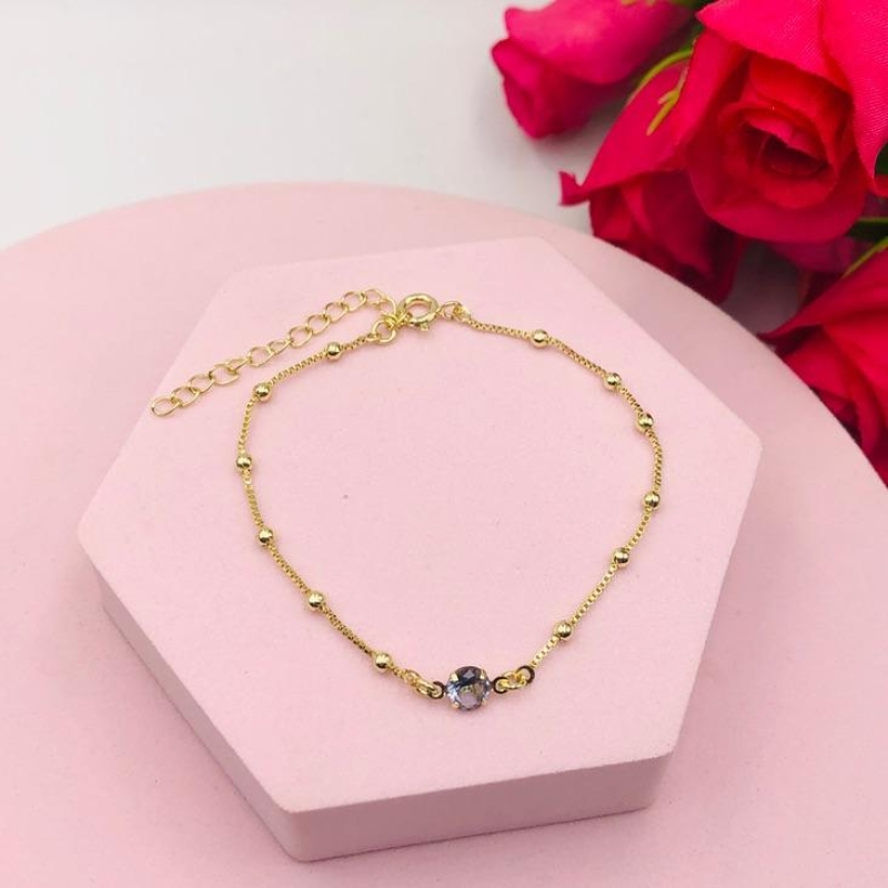 Pulseira Bolinha com Ponto de Luz Lilás