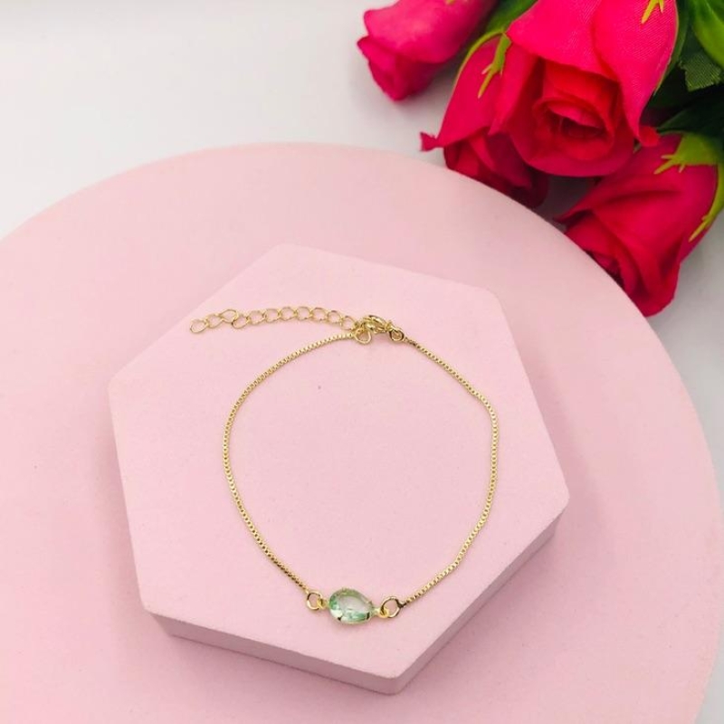 Pulseira Veneziana com Pedra Verde