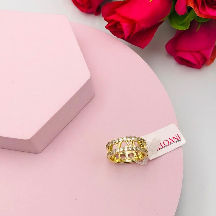 Anel Algarismo Romanos Cravejado N 	15