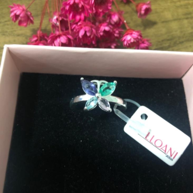 Anel borboleta com pedras N 22
