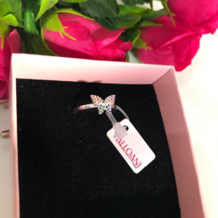 Anel borboletas com zirconias coloridas